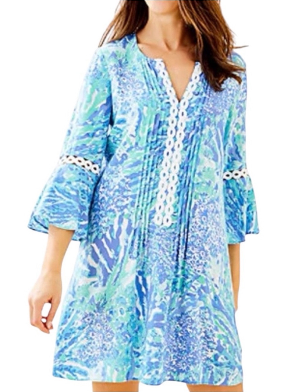 LILLY PULITZER Hollie Tunic Dress Blue Haven Hey Hey Soleil Size XXS